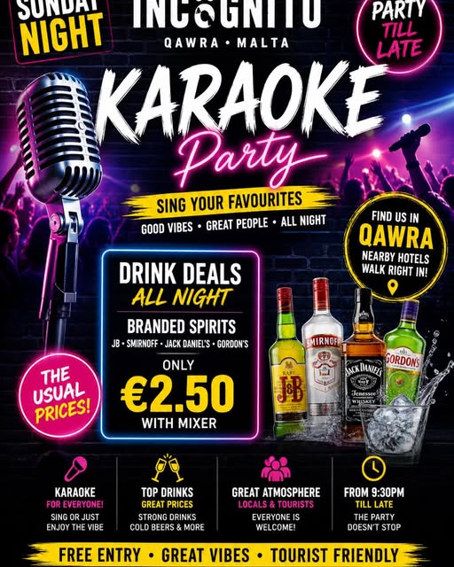 Every Friday and Saturday Night at Incognito Terrace Bar in Qawra (St. Paul's Bay)Disco like Disco must be!